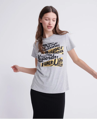 Shop Superdry Brand Language T-shirt In Grey