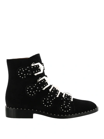 Shop Givenchy Studded Suede Ankle Boots In Black