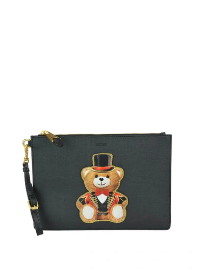 Shop Moschino Teddy Circus Clutch In Black