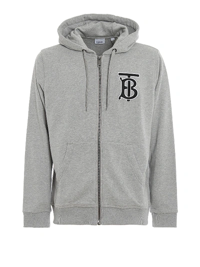 Shop Burberry Monogram Motif Cotton Hoodie In Grey