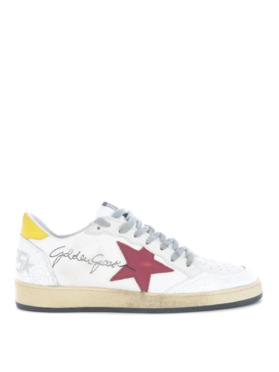 Shop Golden Goose Ball Star Leather Sneakers In White