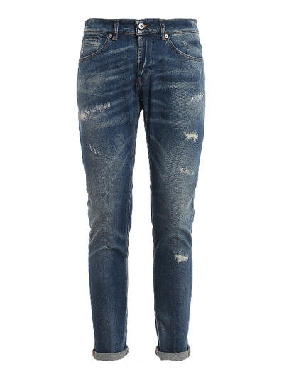 Shop Dondup George Distressed Skinny Jeans In Medium Wash