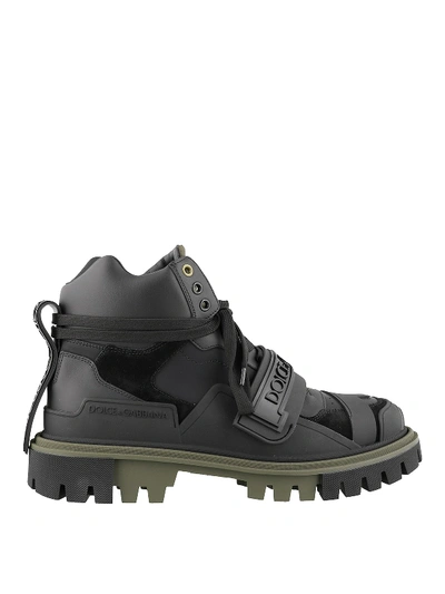 Shop Dolce & Gabbana Trekking-style Ankle Boots With Logo In Black