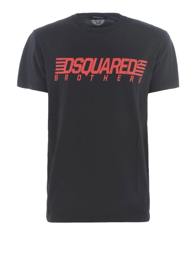 Shop Dsquared2 Brothers Cotton T-shirt In Black