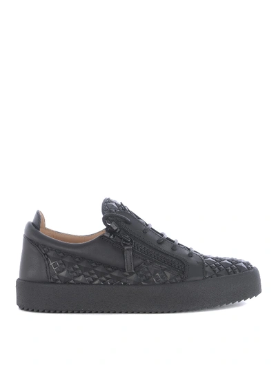 Shop Giuseppe Zanotti Frankie Studs Leather Sneakers In Black