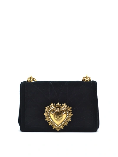 Shop Dolce & Gabbana Devotion Medium Velvet Cross Body Bag In Black