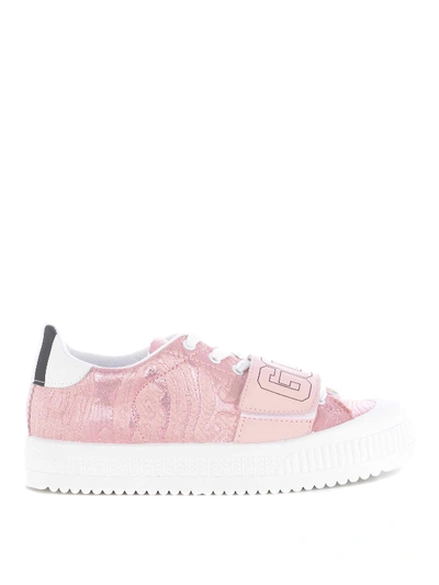 Shop Gcds Nylon And Lurex Velcro Strap Sneakers In Pink
