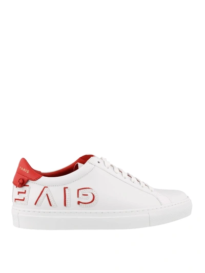 Shop Givenchy Urban Street Reverse Logo Leather Sneakers In White