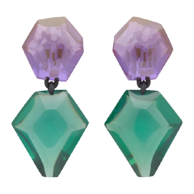 Shop Monies Purple & Green Riley Earrings In Purple/gree