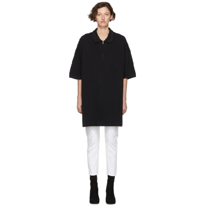 Shop Random Identities Black Oversized Cut-out Polo