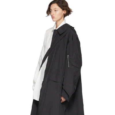 Shop Random Identities Black Satin Overcoat