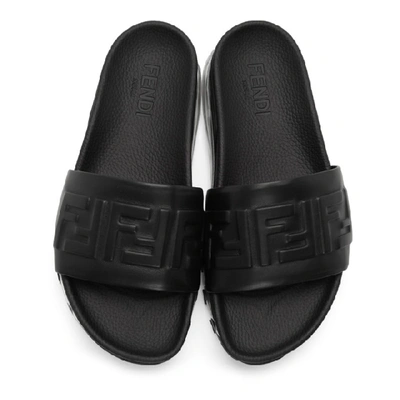 Shop Fendi Black Logo Winner Slides