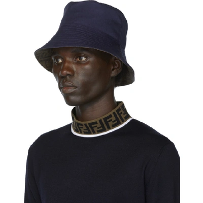 Shop Fendi Reversible Blue Forever  Bucket Hat In F17gk Blue