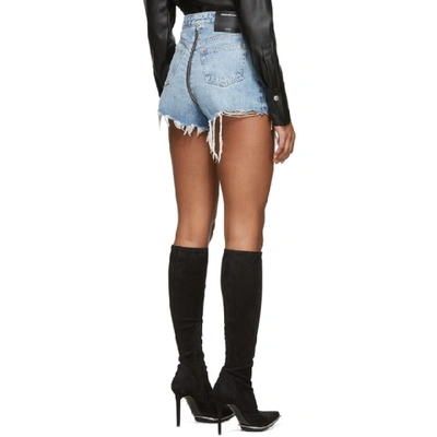 Shop Alexander Wang Blue Denim Bite Zip Shorts In 113 Pebble