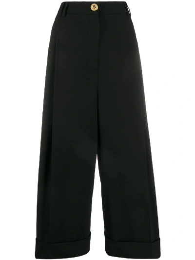 Shop Escada Wide-leg Cropped Tailored Trousers In Black