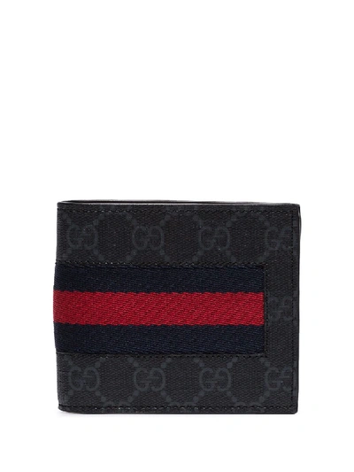 Shop Gucci Ophidia Web Stripe Wallet In 1095 Grey