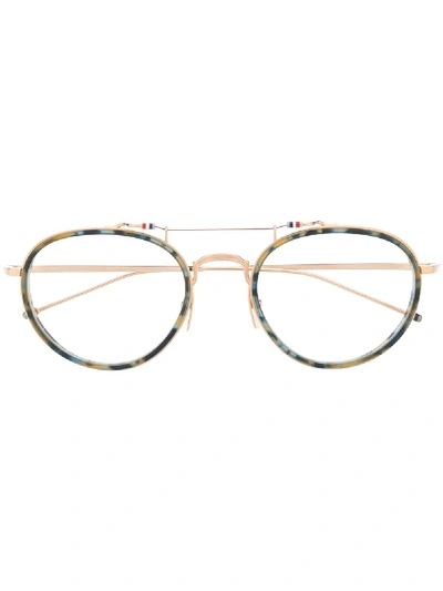 Shop Thom Browne Round-frame Eye Glasses In Blue