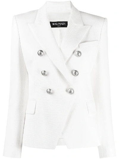Shop Balmain Double-breasted Jacket In White