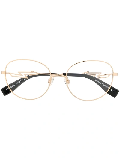Shop Vivienne Westwood Lightning Bolt Glasses In Gold