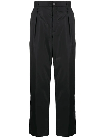 Shop Valentino Technical Fabric Loose-fit Trousers In Black
