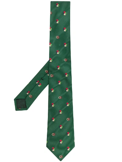 Shop Gucci Shamrock Print Tie In Green