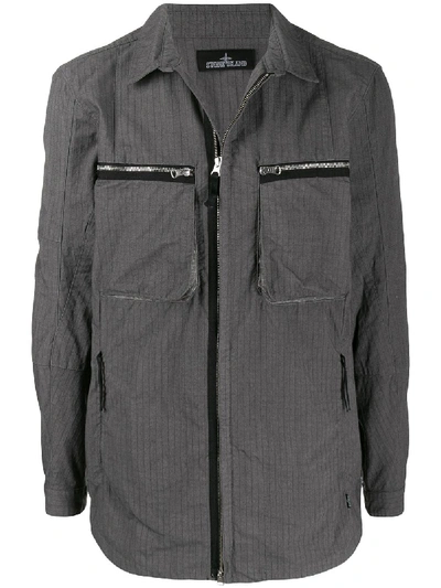 Stone Island Shadow Project Long Sleeve Zipped Pocket Jacket In Grey