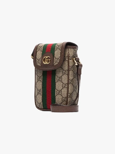 Shop Gucci Brown Ophidia Gg Supreme Mini Bag