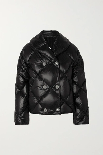 Shop Balmain Double-breasted Quilted Shell Down Jacket In Black
