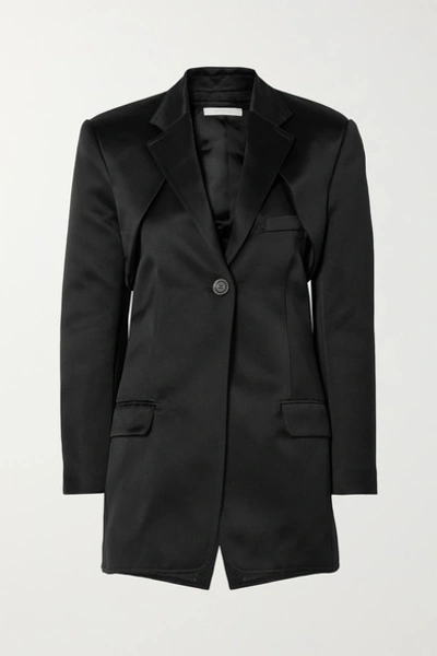 Shop Peter Do Convertible Cutout Silk-satin Blazer In Black