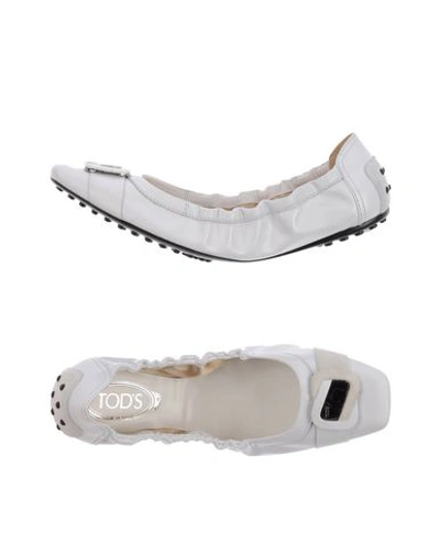 Shop Tod's Ballet Flats In White