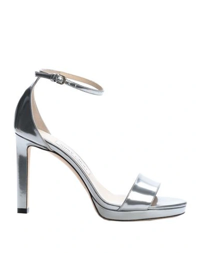 Shop Jimmy Choo Woman Sandals Silver Size 10.5 Soft Leather