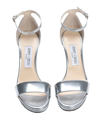 Shop Jimmy Choo Woman Sandals Silver Size 10.5 Soft Leather
