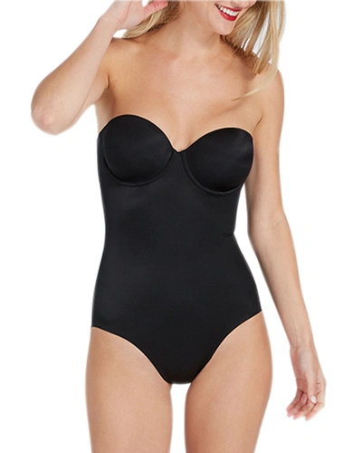 Shop Spanx Suit Your Fancy Strapless Cupped Bodysuit In Black