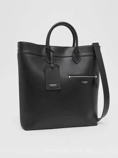 Shop Burberry Leather Tote In Black