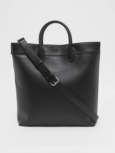 Shop Burberry Leather Tote In Black