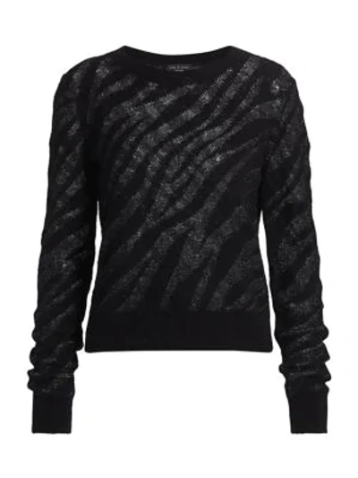 Shop Rag & Bone Women's Germain Zebra Crewneck Sweater In Black