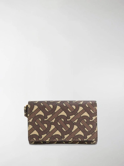 Shop Burberry Small Monogram-print Folding Wallet In Brown