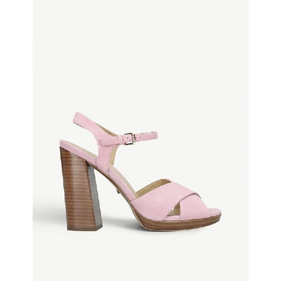 Shop Michael Michael Kors Alexia Suede Platform Sandals In Pink