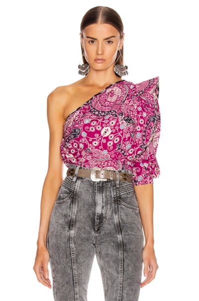 Shop Isabel Marant Étoile Carina Top In Fuchsia