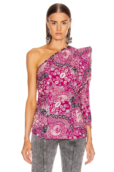 Shop Isabel Marant Étoile Carina Top In Fuchsia