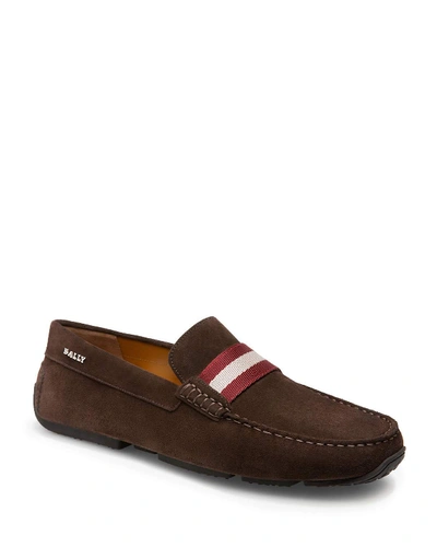 Shop Bally Men's Pearce Calf Suede Drivers In Coffee