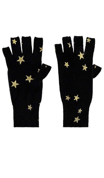 Shop Autumn Cashmere Printed Stars Gloves In Black & Gold