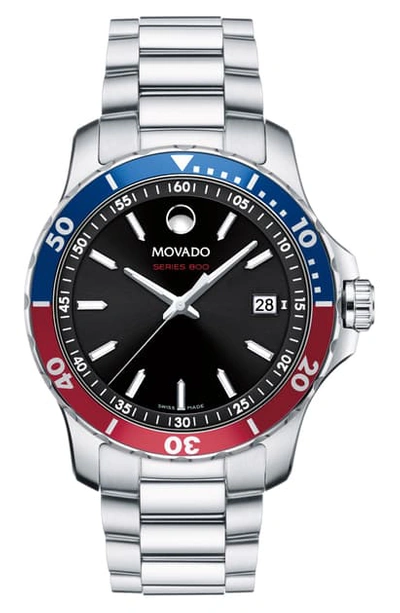 Shop Movado Series 800 Bracelet Watch, 40mm In Silver/ Black/ Silver