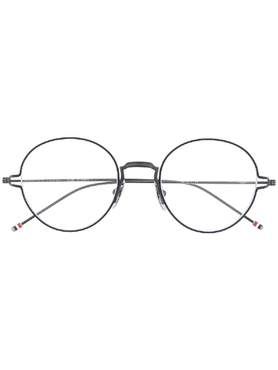 Shop Thom Browne Round-frame Eye Glasses In Black