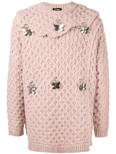 Shop Raf Simons Butterfly Keyring Jumper In Pink