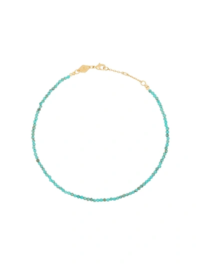 Shop Anni Lu Wave Beaded Anklet In Blue