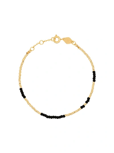 Shop Anni Lu 18kt Gold-plated Asym Beaded Bracelet In Metallic Black