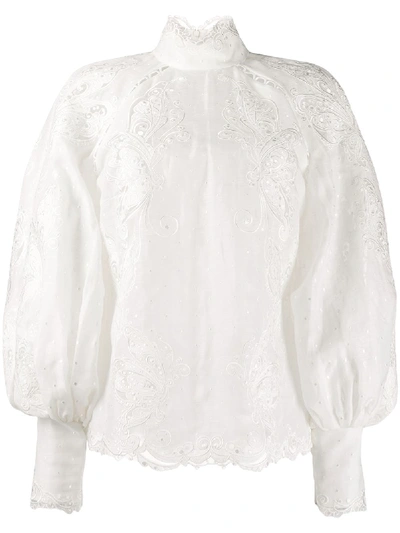 Shop Zimmermann Super Eight Embroidered Shirt In White