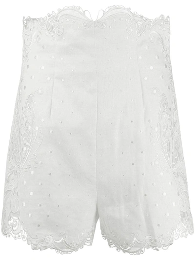 Shop Zimmermann 'super Eight' Shorts Mit Stickerei In White