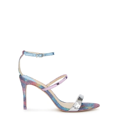 Shop Sophia Webster Rosalind 85 Glittered Leather Sandals In Silver